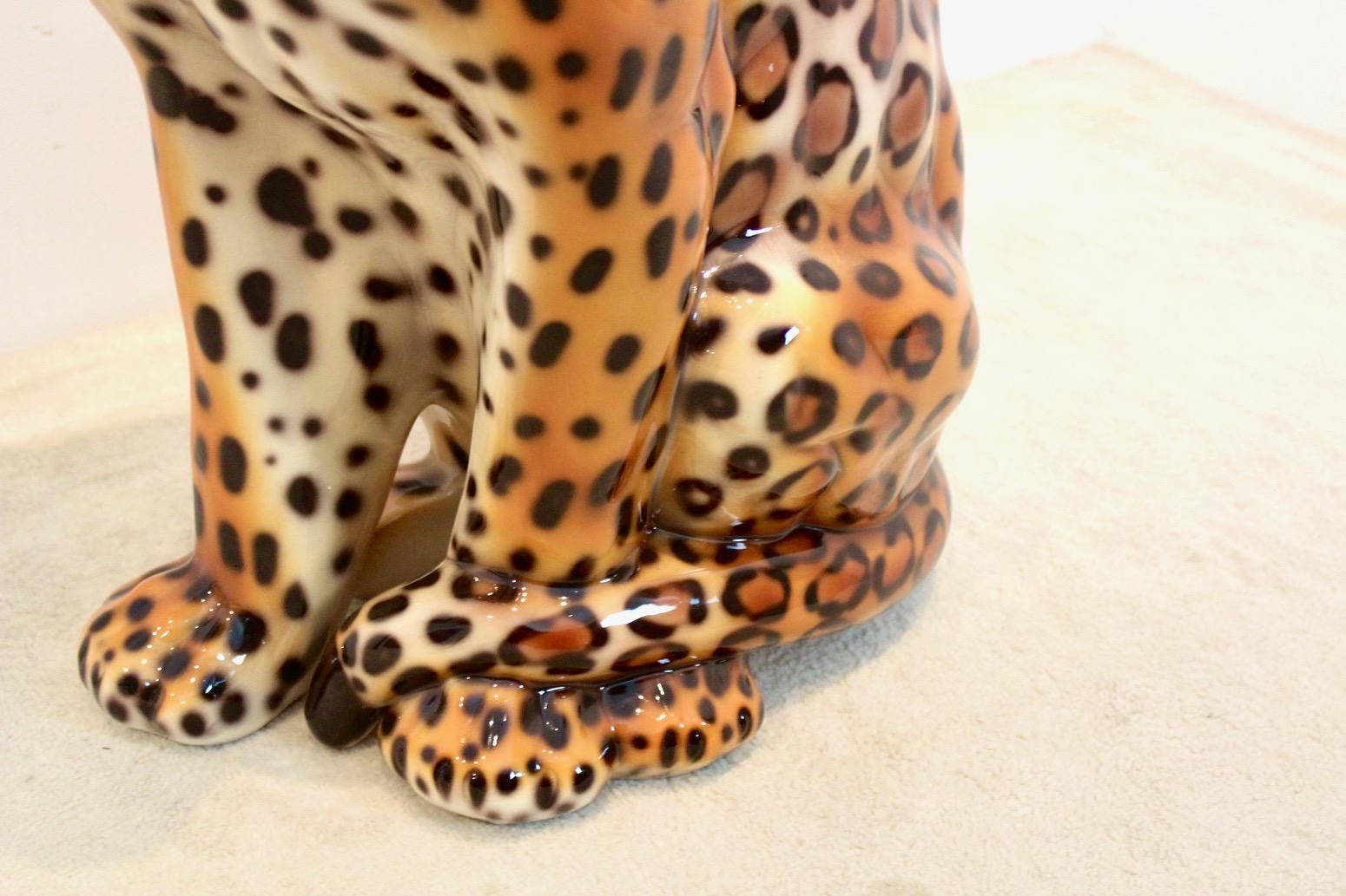 italian ceramic leopard statue