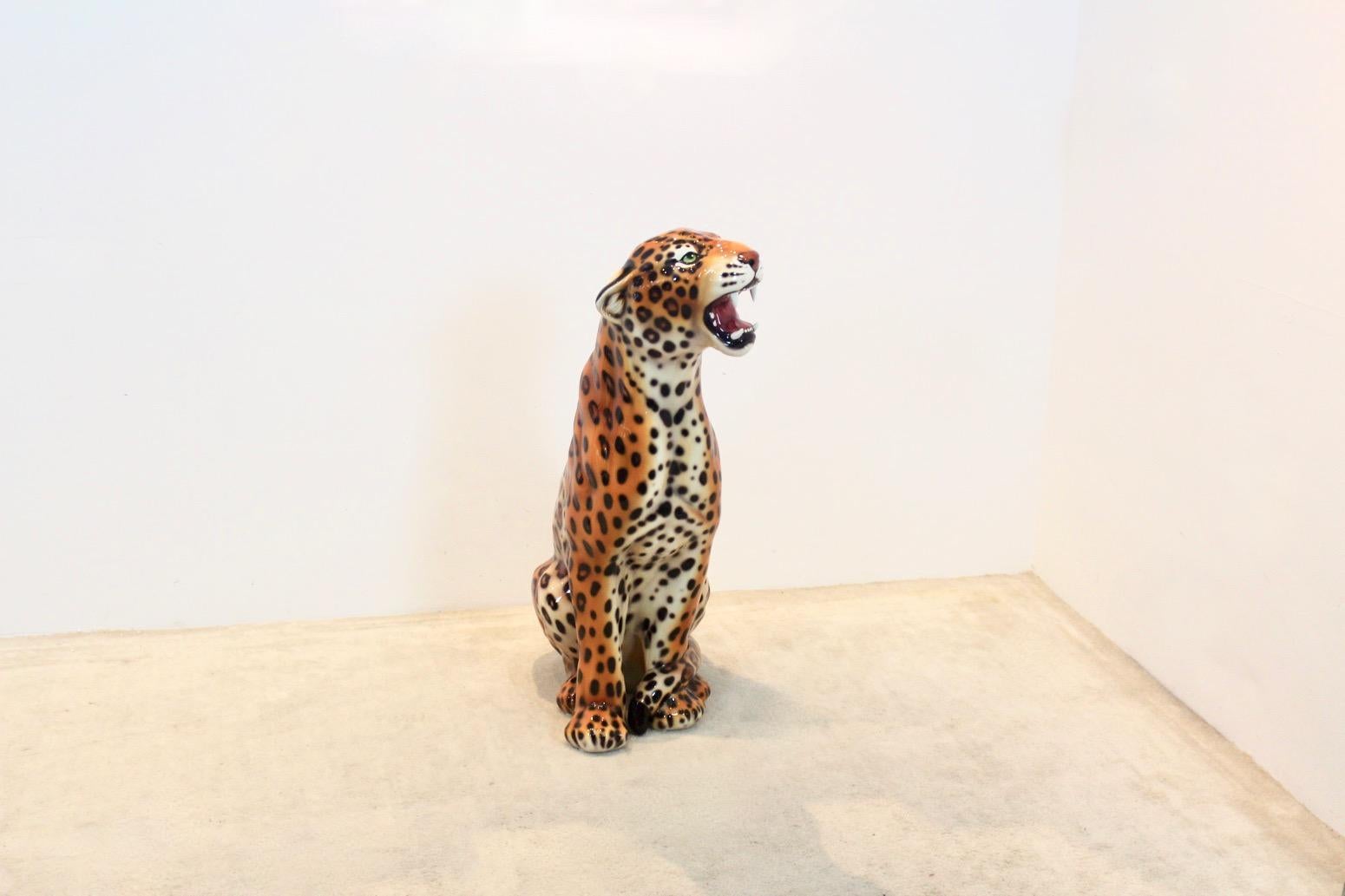 life size ceramic leopard