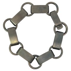 Hand Made Link Bracelet Matte Finish Black Rhodium Sterling Silver