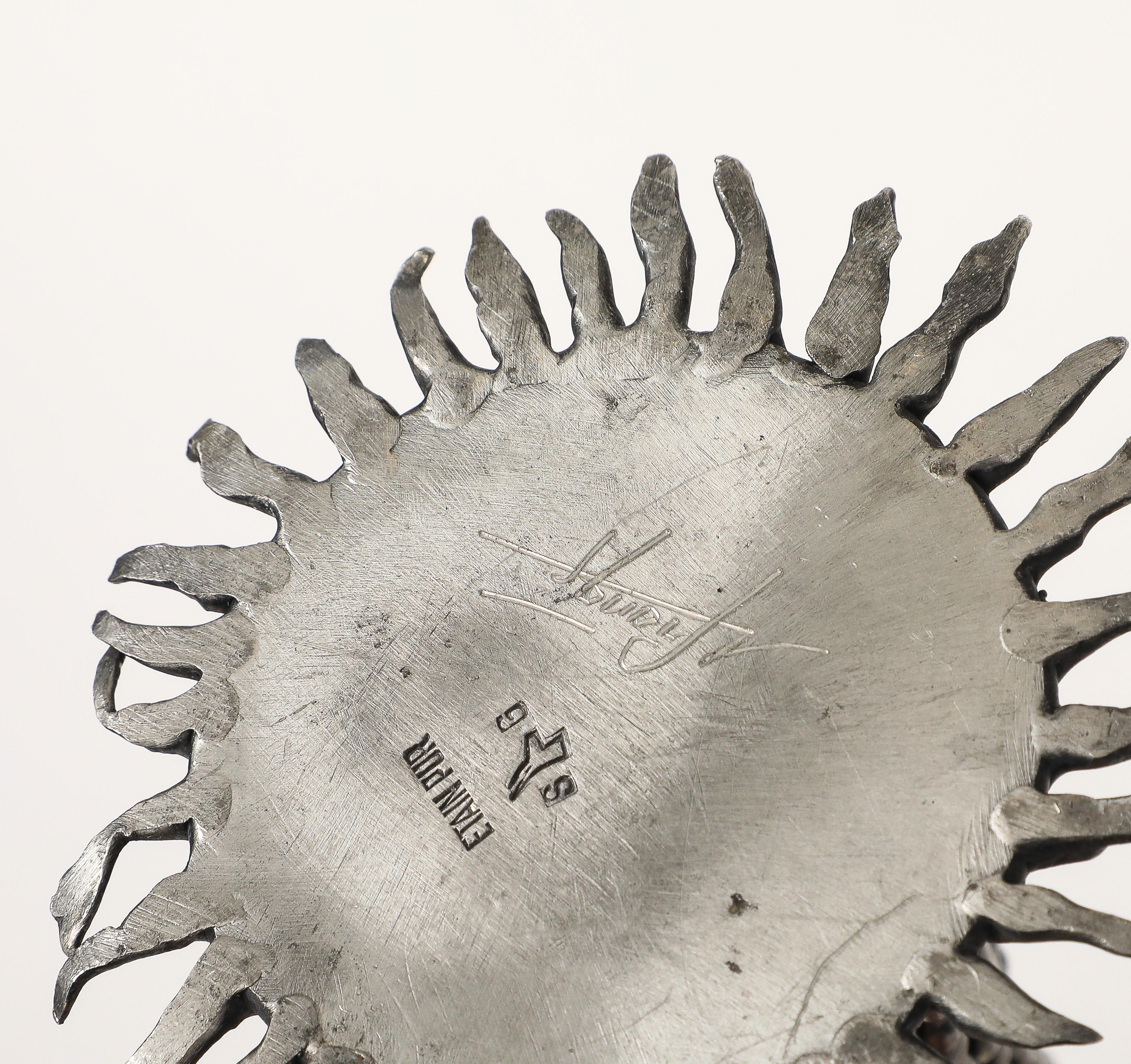 Lampe d'arbre en étain à la cire perdue, France, c. 1970, estampillée, signée en vente 2