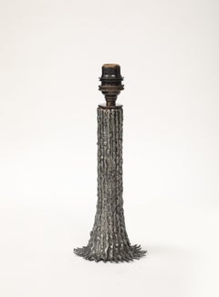Hand made Lost Wax Pewter Tree Lamp, France, c. 1970, stamped, signed