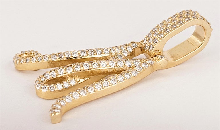 Pendentif En Or 18K Blanc Avec Diamants - Lettre M, Occasion, Origine France