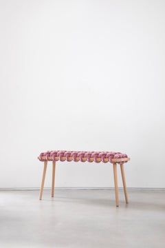 Hand Made Mauve Velvet Woven Bench 47" Length by Knots Studio