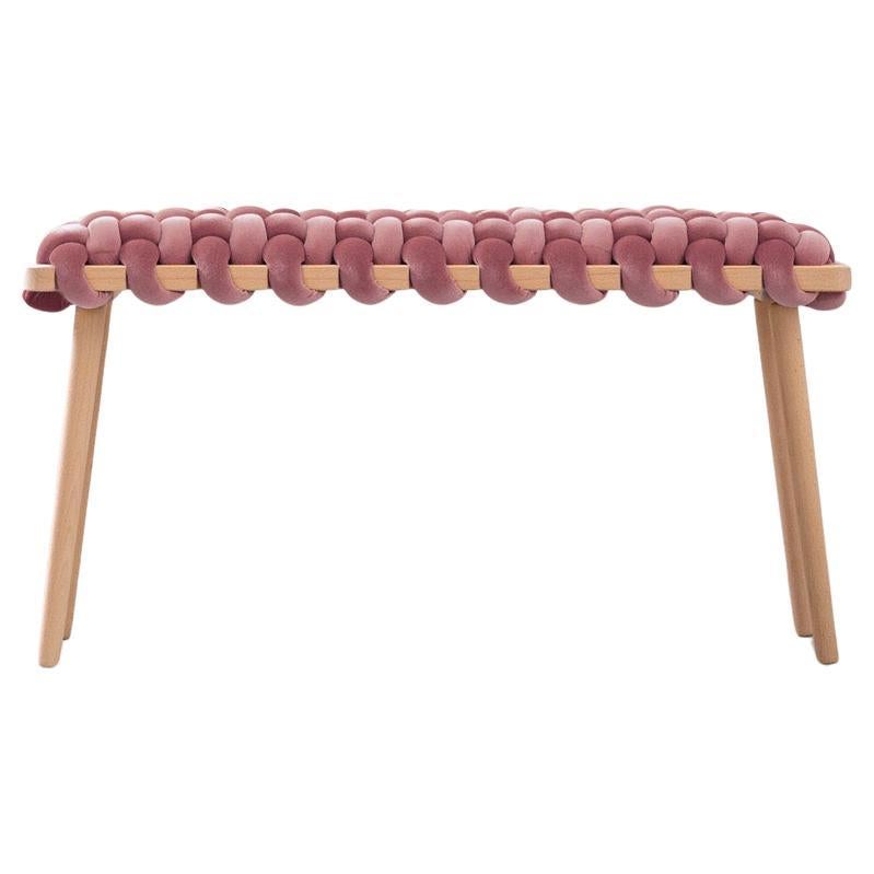 Hand Made Mauve Velvet Woven Bench 47" Length by Knots Studio