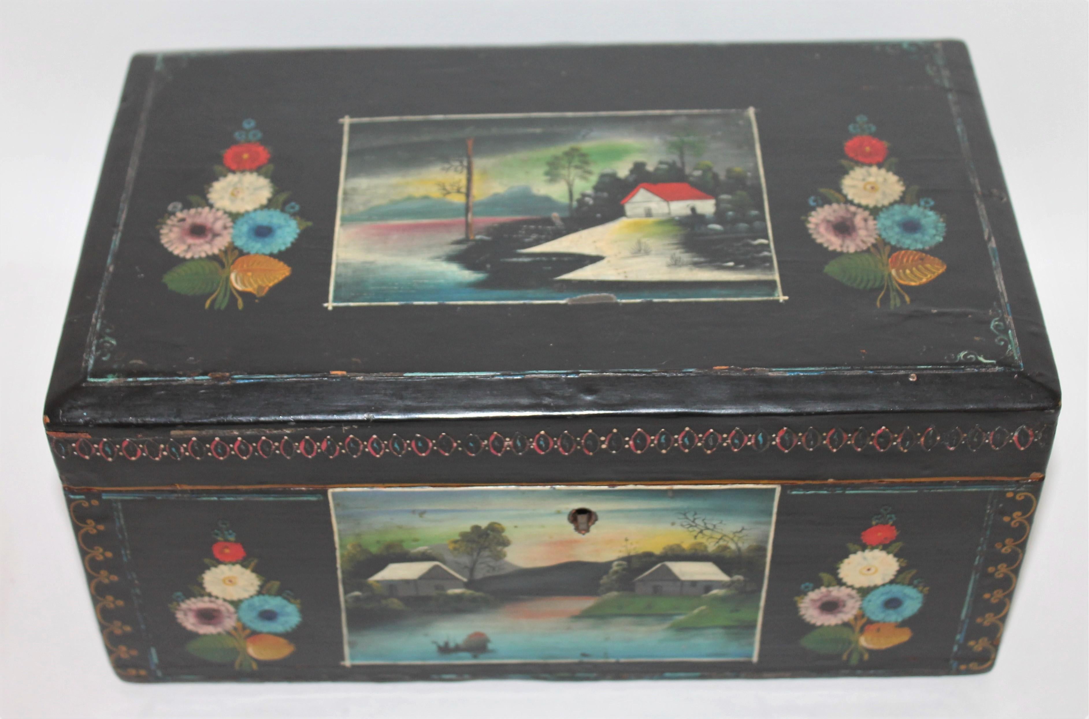 Wood Handmade Mexican Boxes Set of Three For Sale