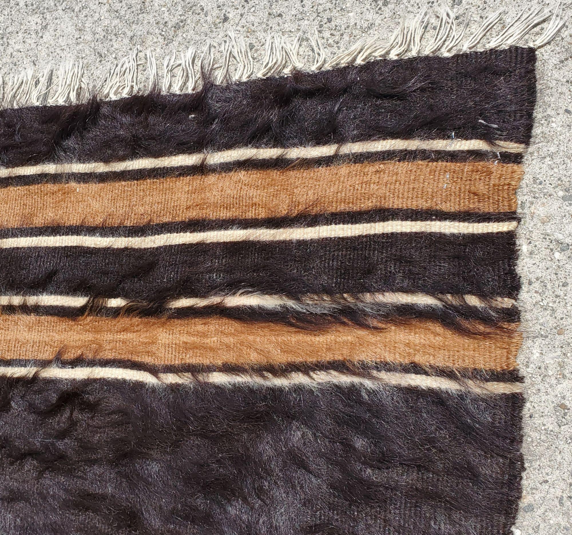 Modern Handmade Midcentury Mohair Turkish Rug For Sale