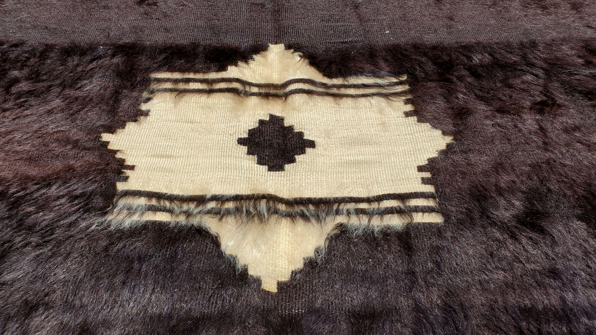 Handmade Midcentury Mohair Turkish Rug In Good Condition For Sale In Pasadena, CA