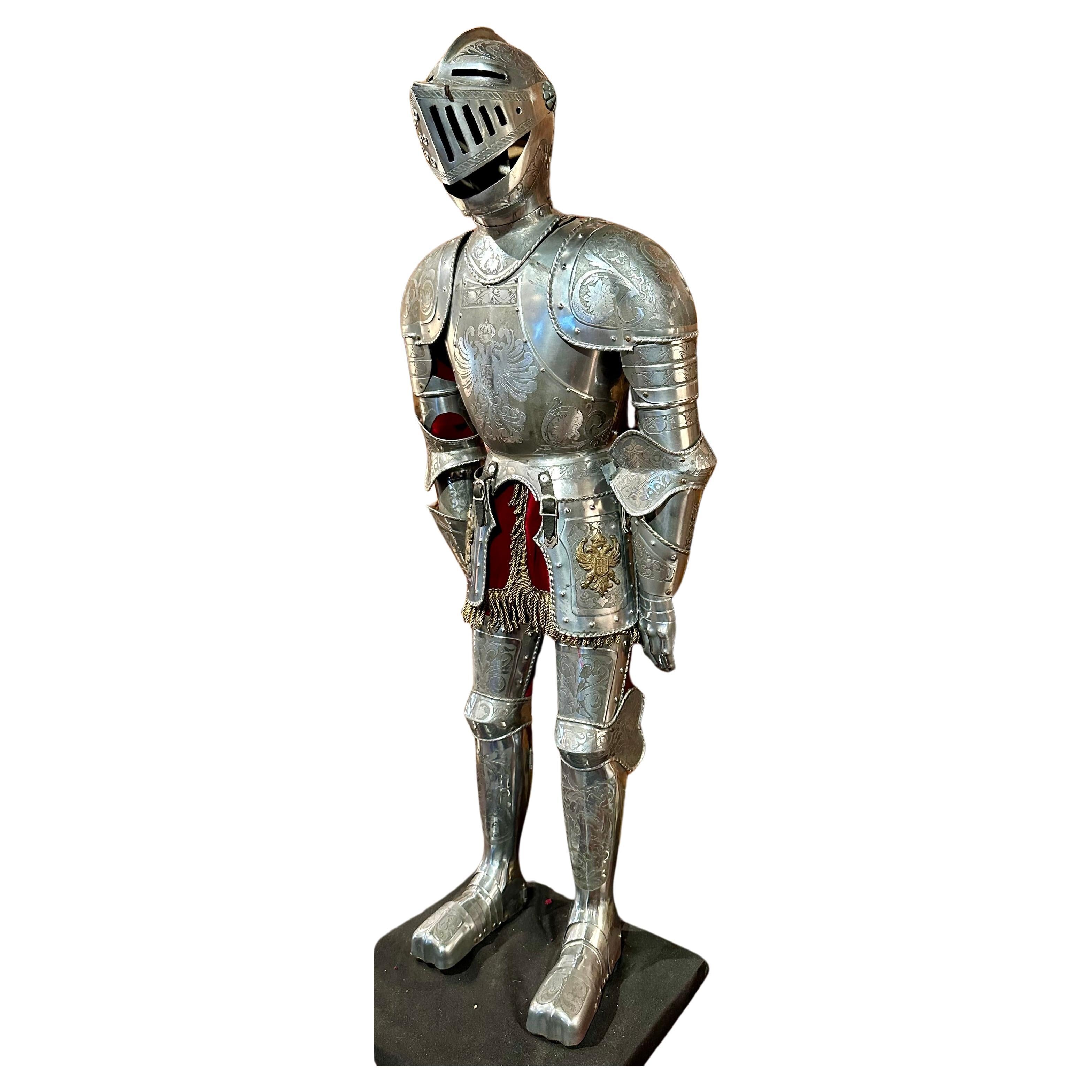 English Hand-Made Miniature Model Cavalier Coat of Arms, Hinged Medieval Knight's Armor For Sale
