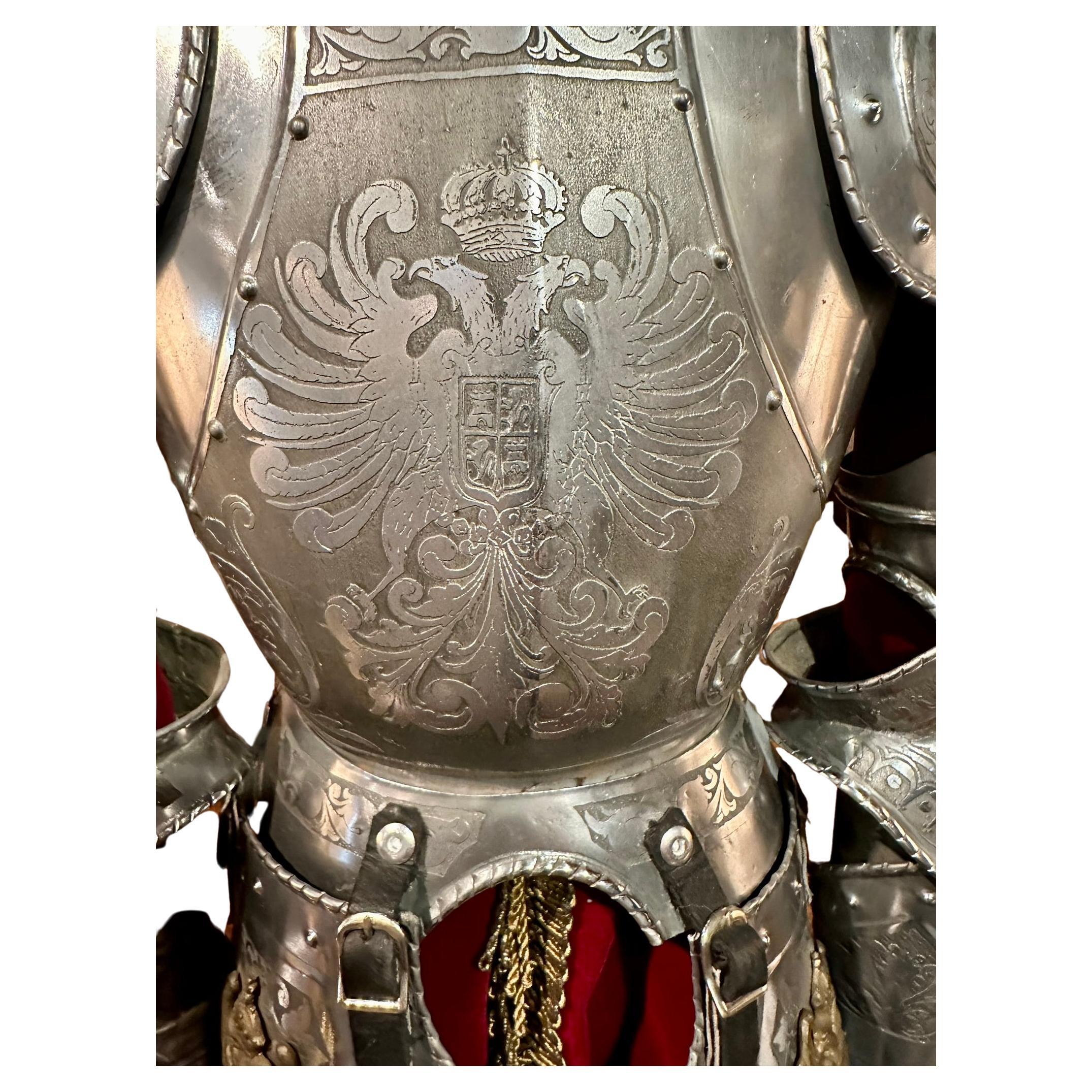 Steel Hand-Made Miniature Model Cavalier Coat of Arms, Hinged Medieval Knight's Armor For Sale