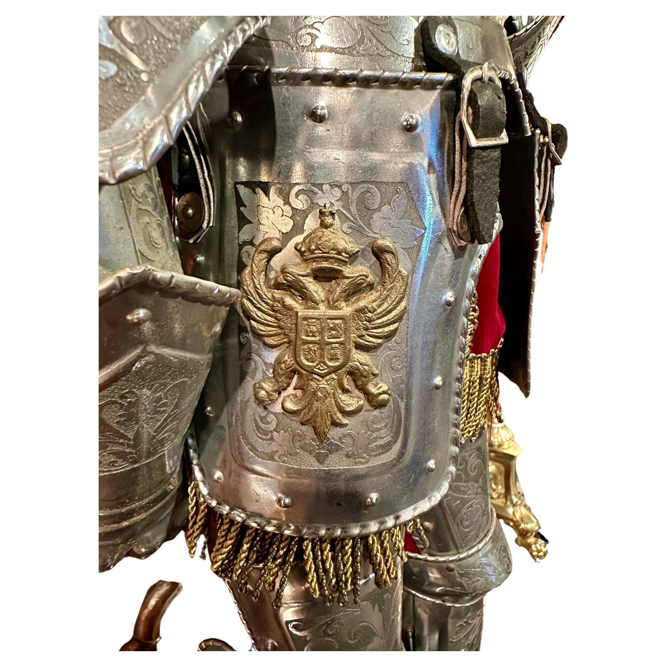 Hand-Made Miniature Model Cavalier Coat of Arms, Hinged Medieval Knight's Armor For Sale 1