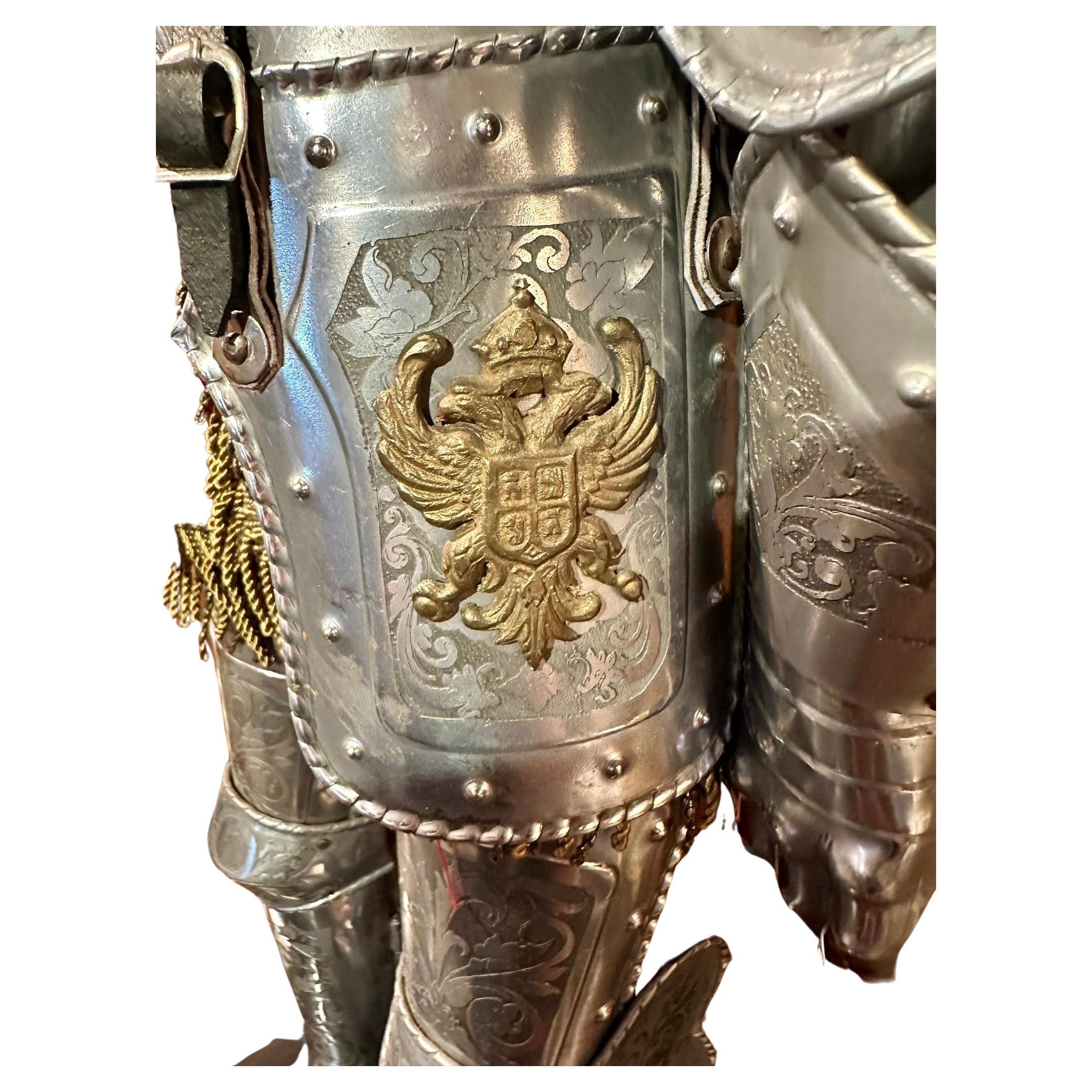 Hand-Made Miniature Model Cavalier Coat of Arms, Hinged Medieval Knight's Armor For Sale 2