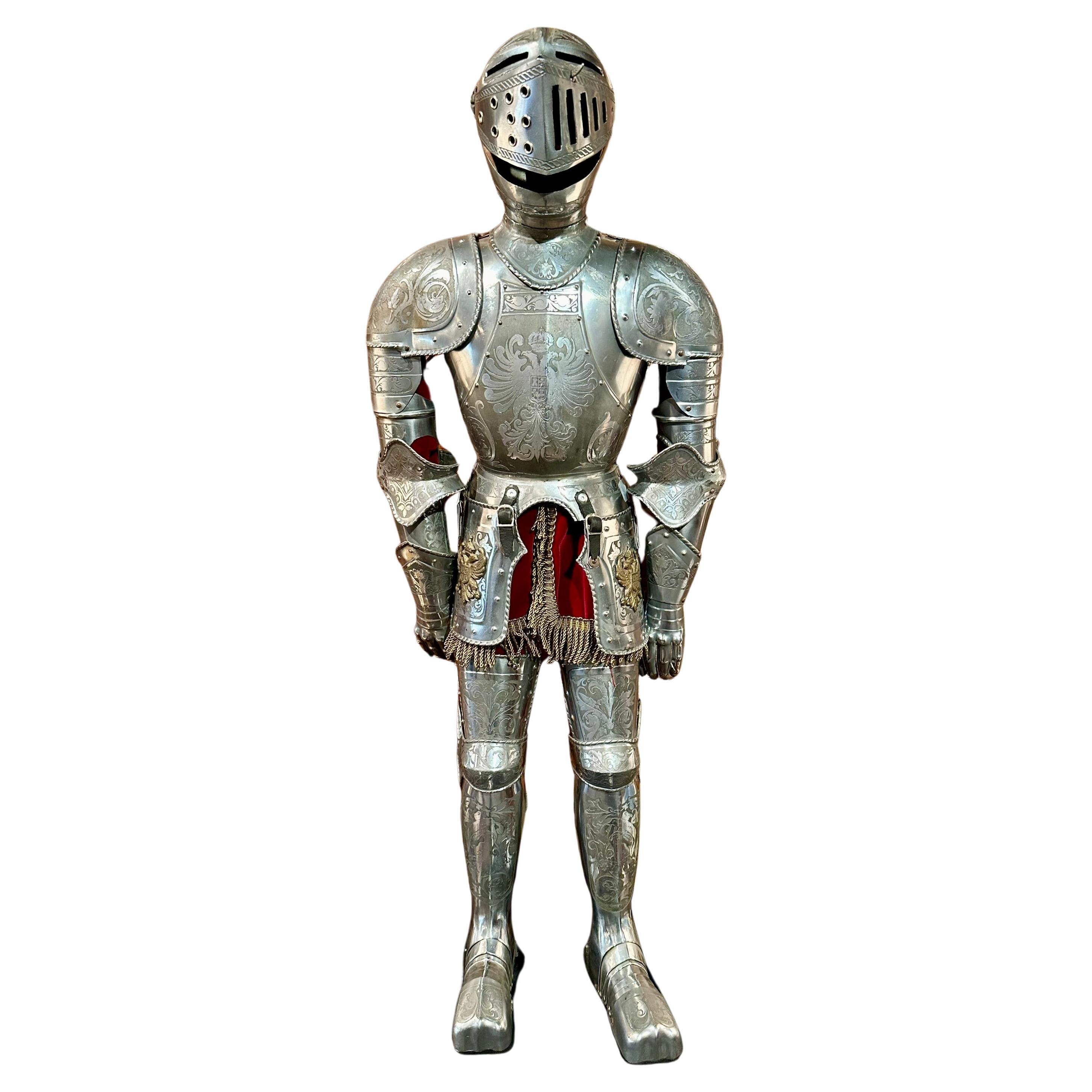 Hand-Made Miniature Model Cavalier Coat of Arms, Hinged Medieval Knight's Armor For Sale