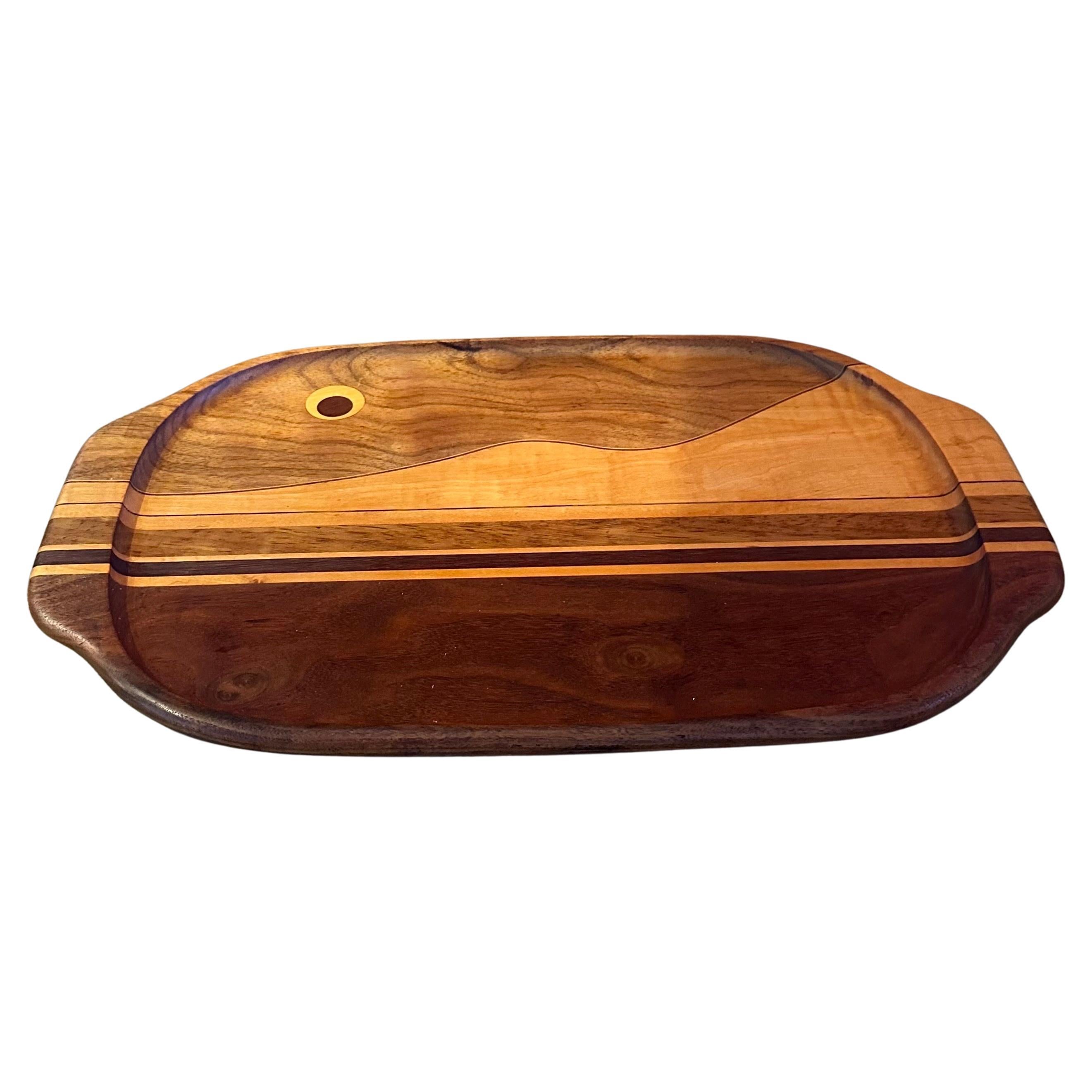 Hand Made Mixed Woods Serving Tray by Rick Pohlers In Good Condition For Sale In San Diego, CA