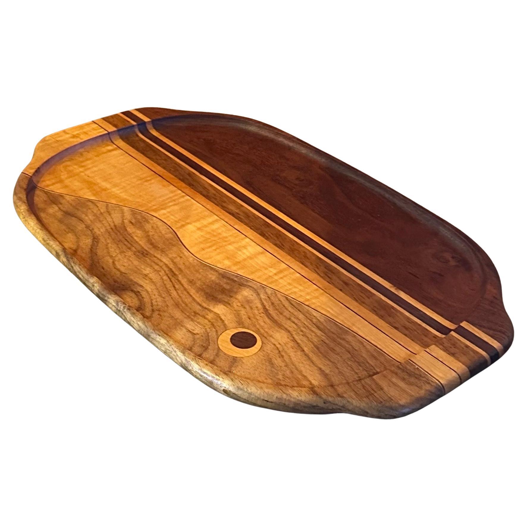 Contemporary Hand Made Mixed Woods Serving Tray by Rick Pohlers For Sale