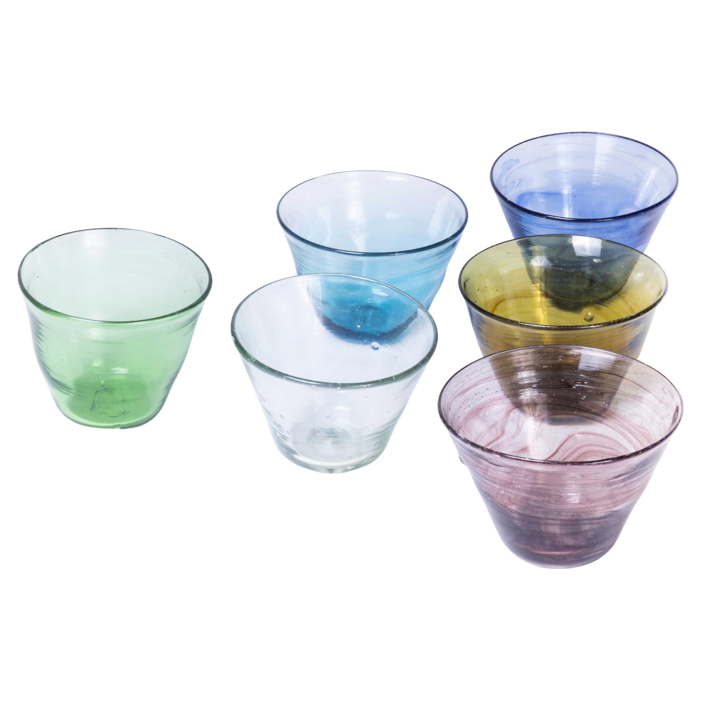 Hand Made Moroccan Glass Bowl, Set Of Six For Sale