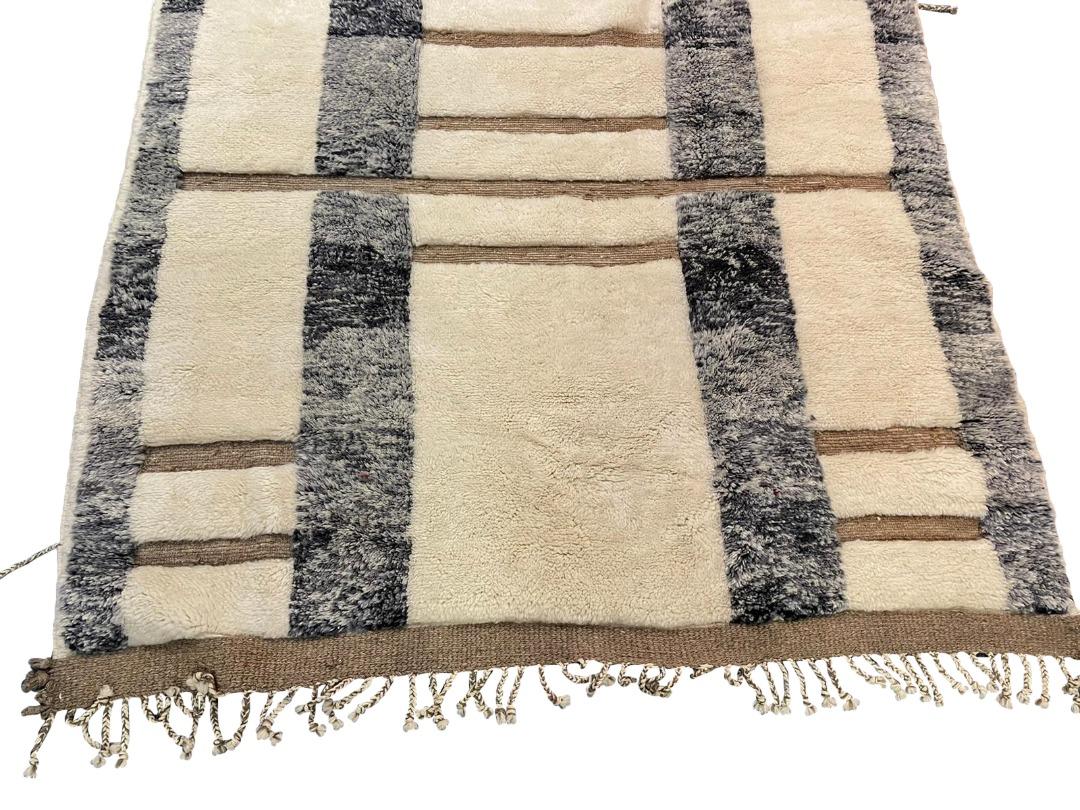 Authentic Moroccan rug showcasing beautiful pile texture variations in 