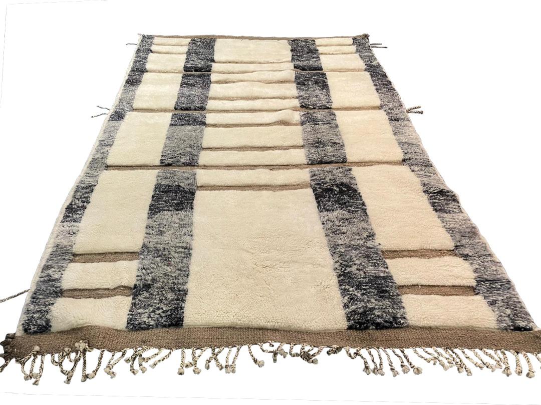 Modern Handmade Moroccan Wool Rug with High Low Pile Texture by Gordian For Sale