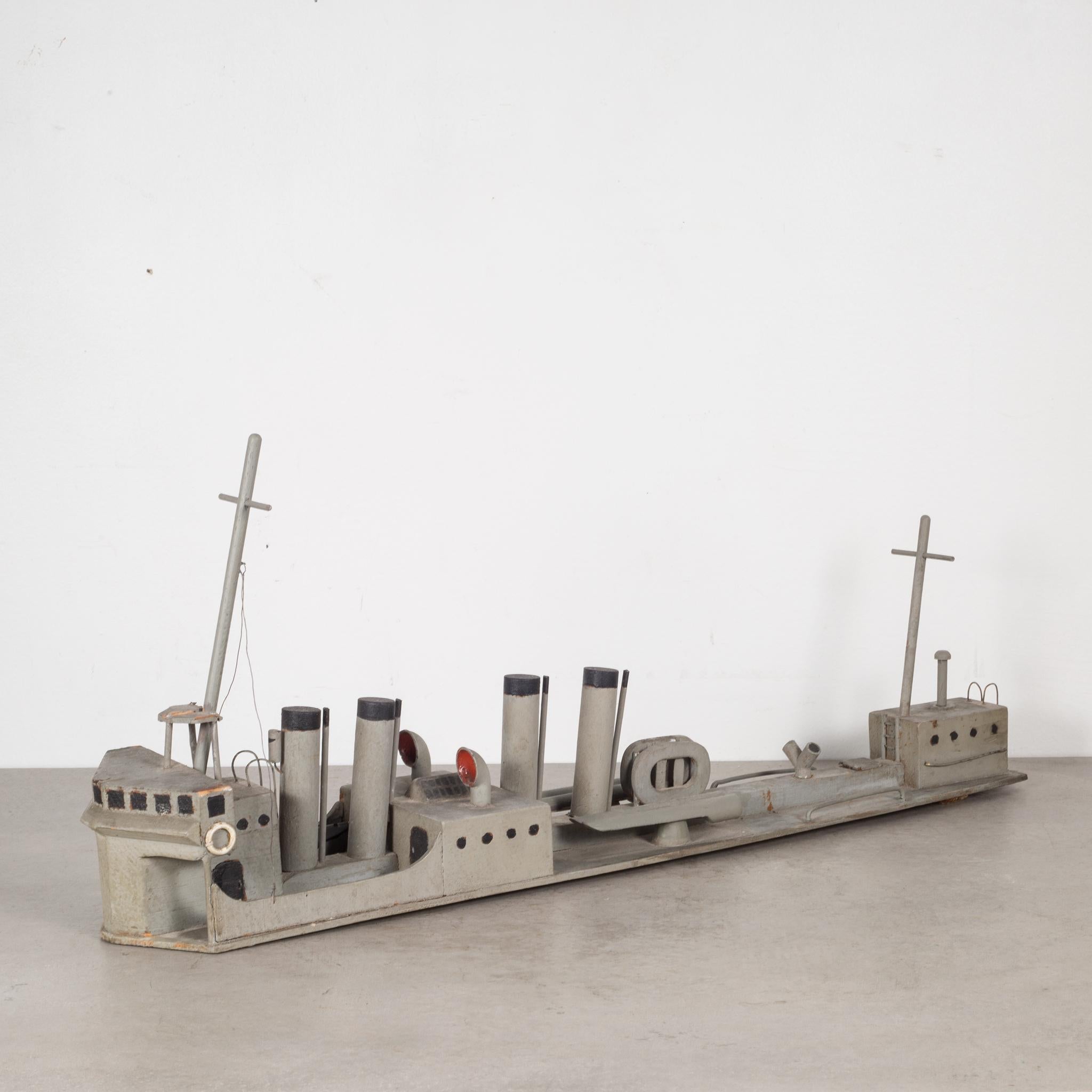 Handmade Motorized Wooden Ship Model, circa 1930 4