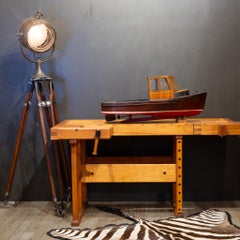 Hand Made Motorized Wooden Ship Model c.1940