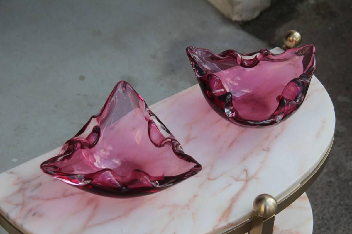 Handmade Murano glass bowls from circa 1960.
