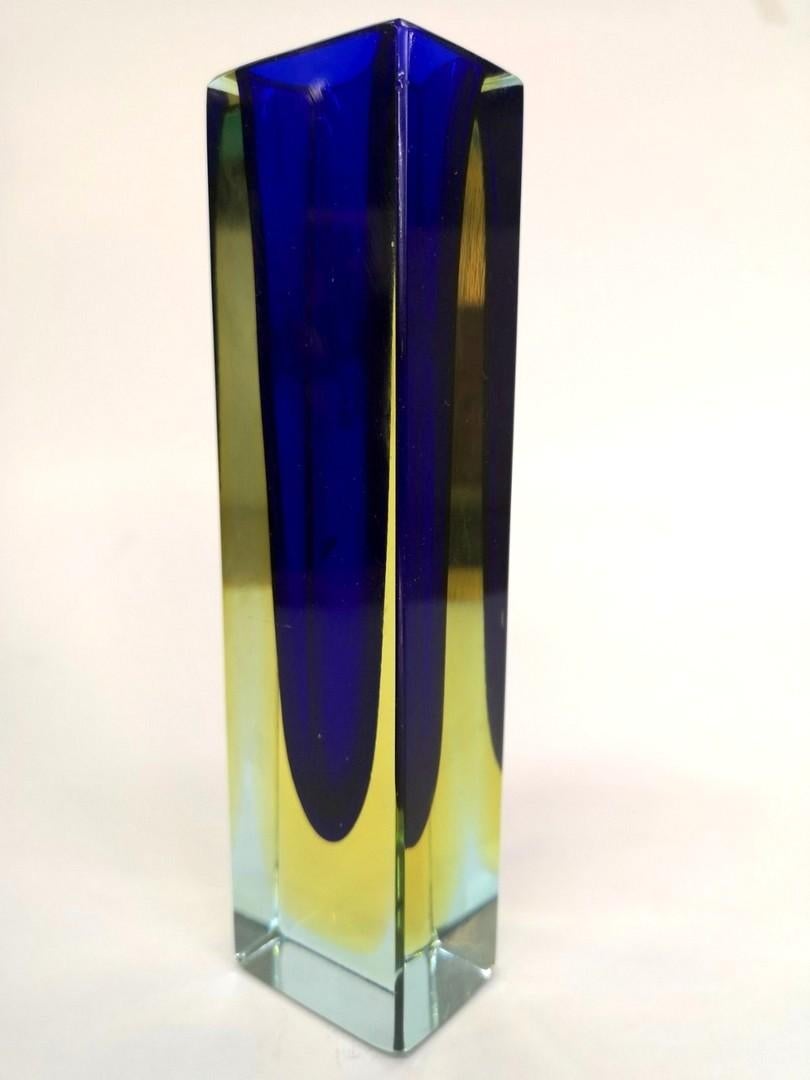 Multicolored handmade Murano glass vase by Flavio Poli, 1970s.