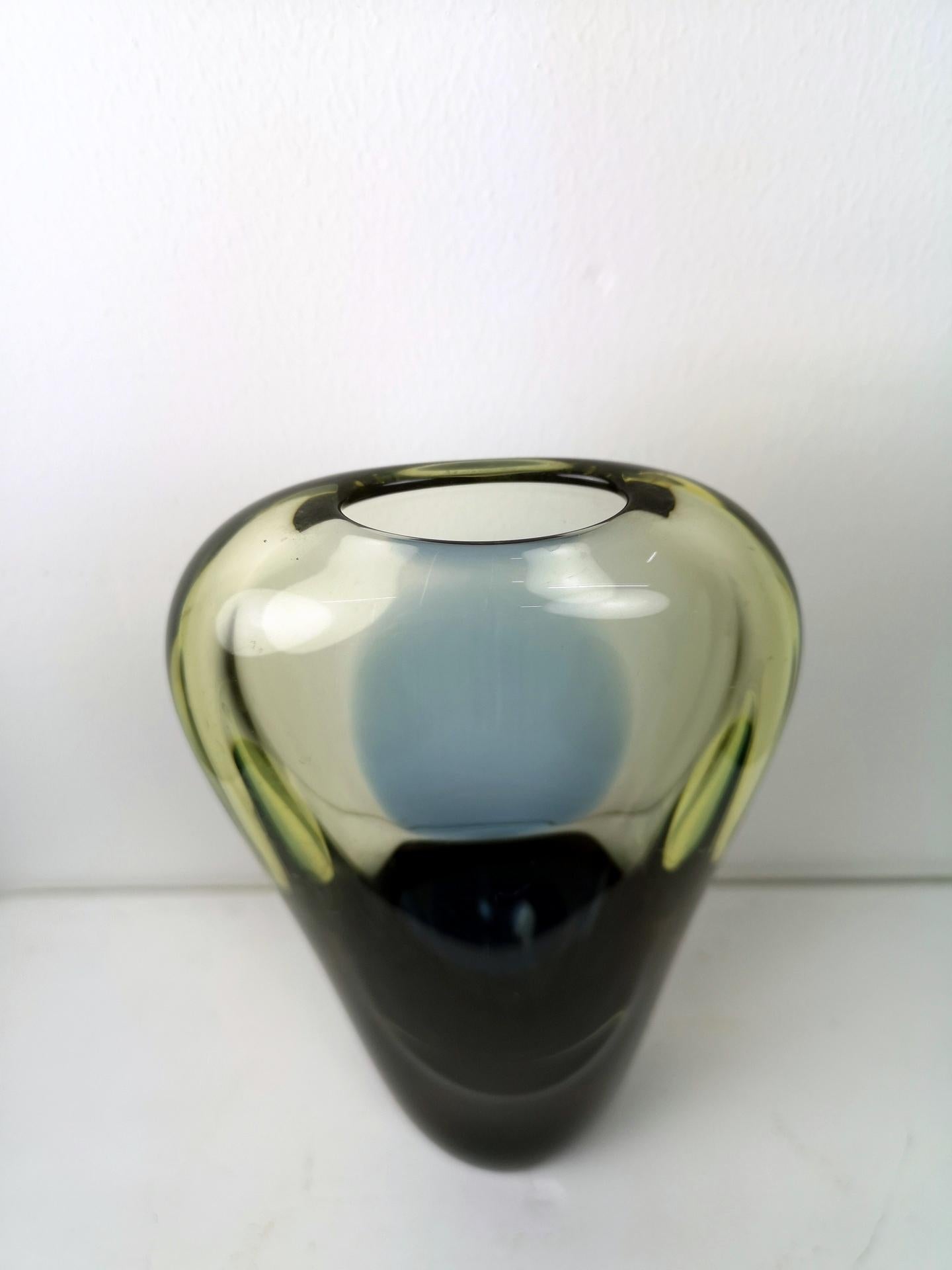 Art Glass Hand Made Murano Glass Vase with Gradient Color, 1970s For Sale