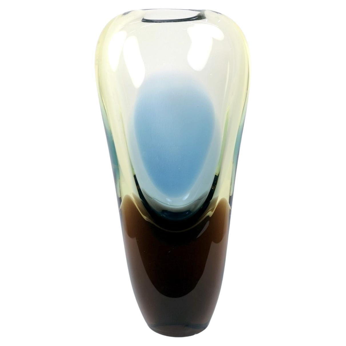 Hand Made Murano Glass Vase with Gradient Color, 1970s For Sale