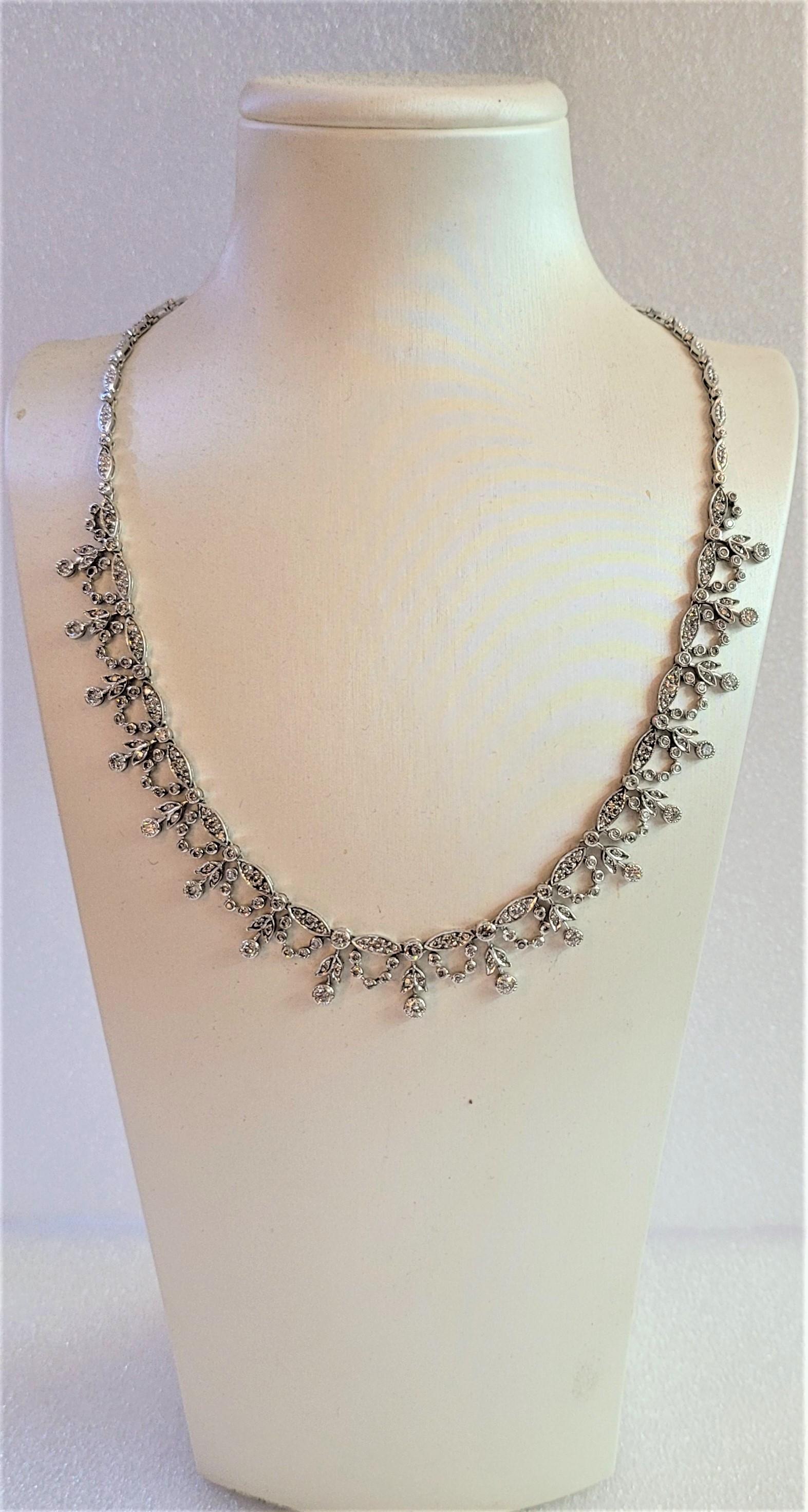 Hand-Made Necklace 14K White Gold with Diamonds In New Condition For Sale In New York, NY
