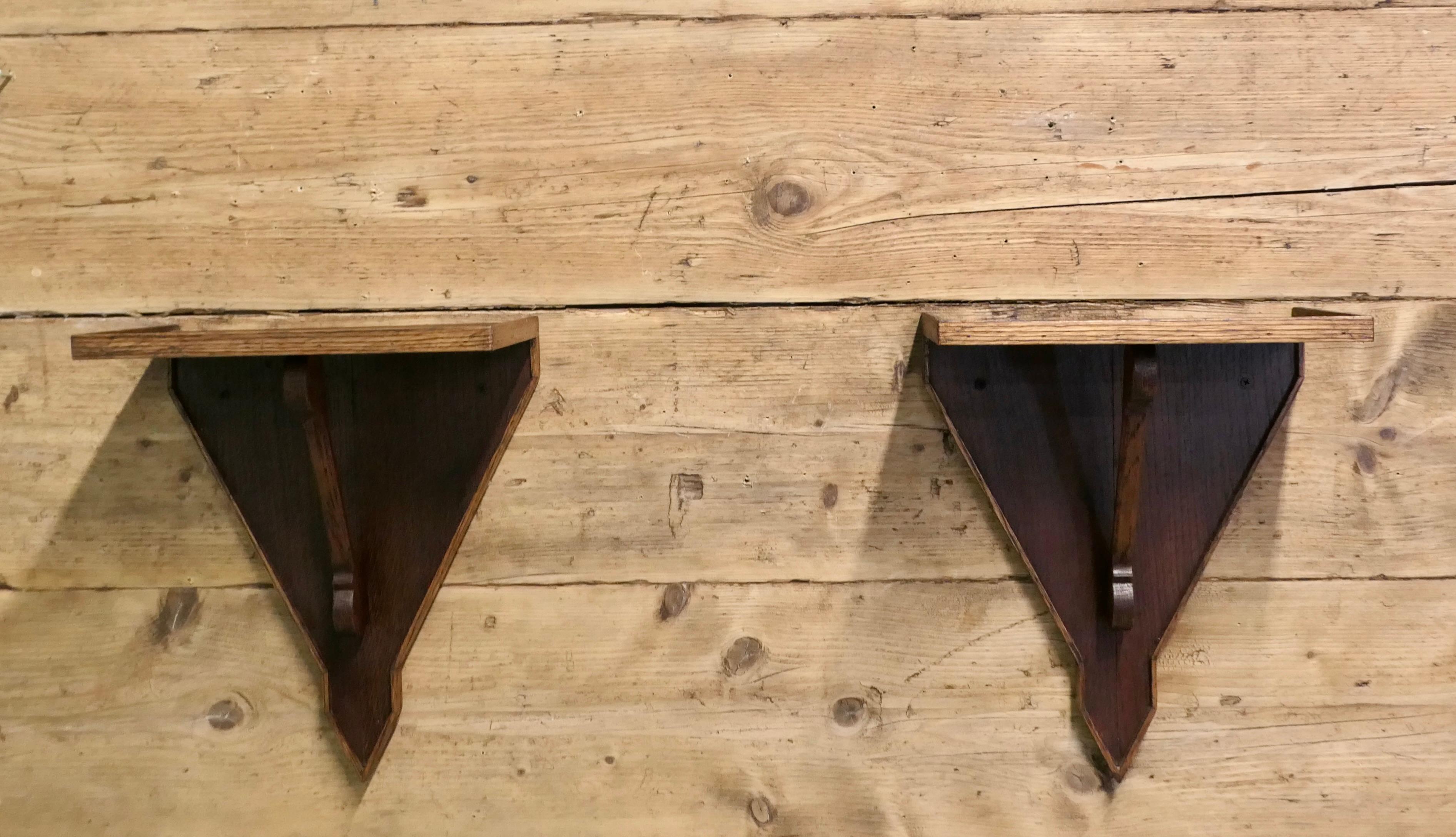 Mid-20th Century Hand Made Oak Wall Brackets These are an unpretentious beautifully simple pair For Sale