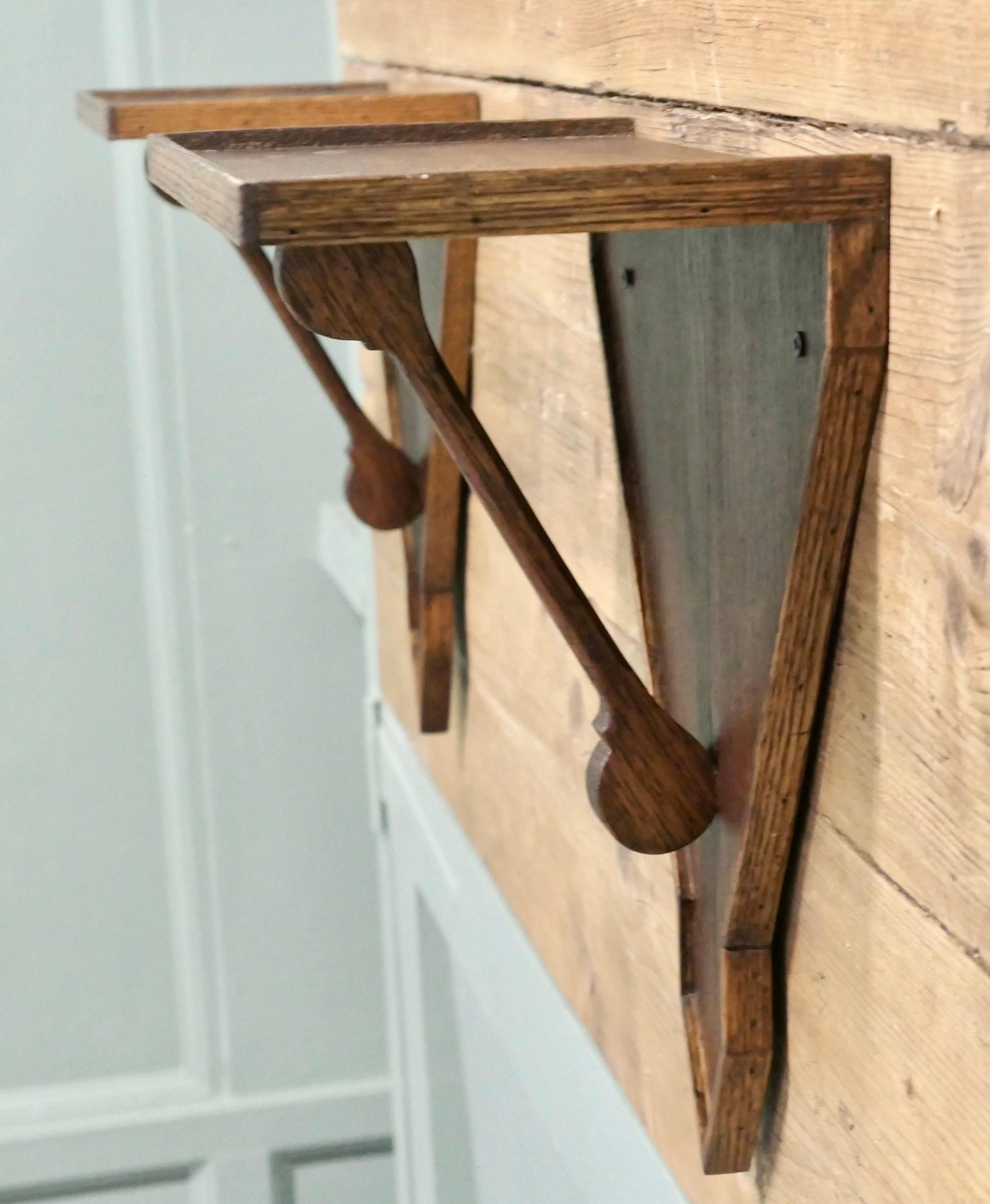 Hand Made Oak Wall Brackets These are an unpretentious beautifully simple pair For Sale 2