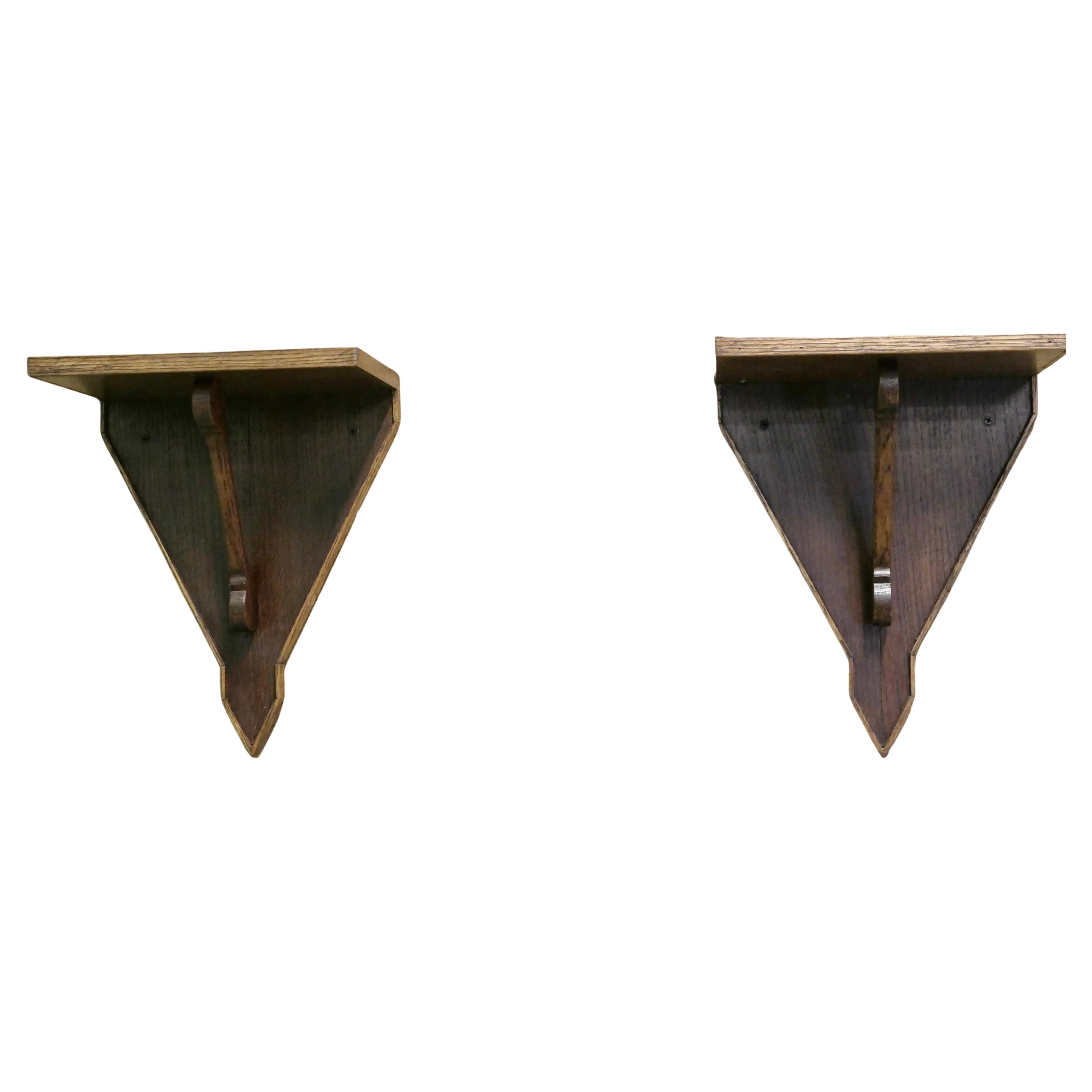 Hand Made Oak Wall Brackets These are an unpretentious beautifully simple pair For Sale