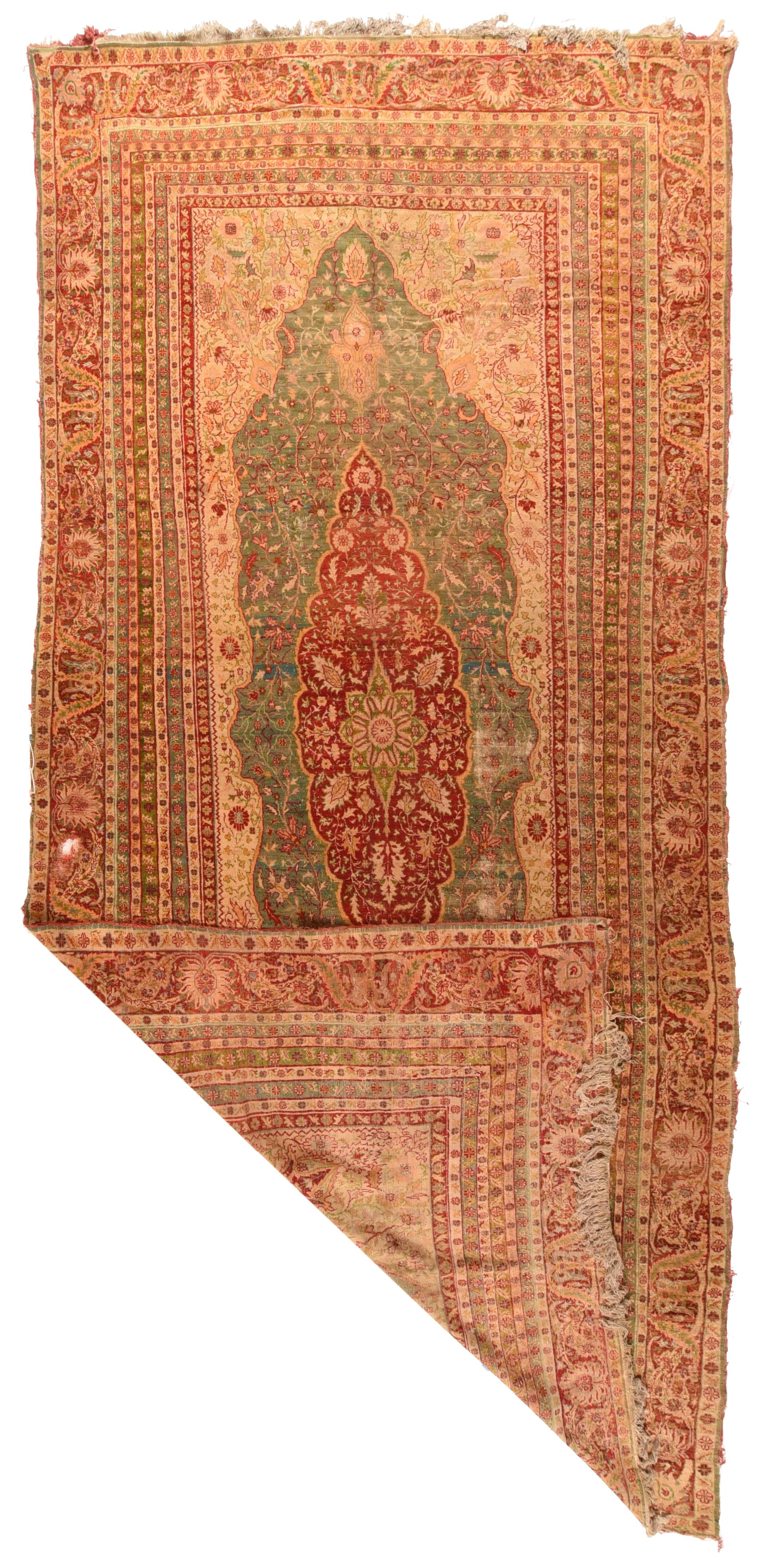 Hand-Knotted Antique Turkish Oushak Area Rug For Sale