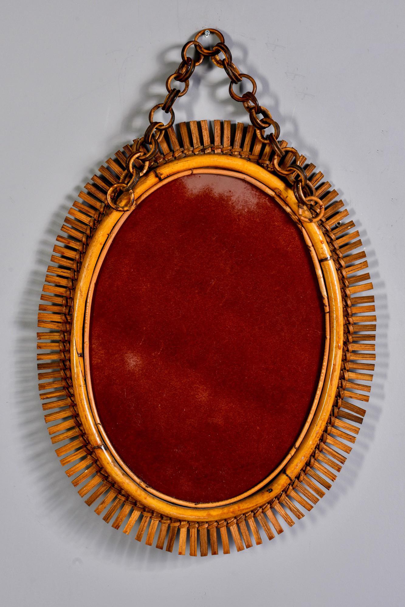 Hand Made Oval Rattan Mid Century Mirror 4
