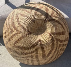 Hand Made Papago Indian Geometric Floral Design Basket