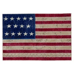 Hand-Made Patchwork Rug with American Flag Design, Custom Options Available