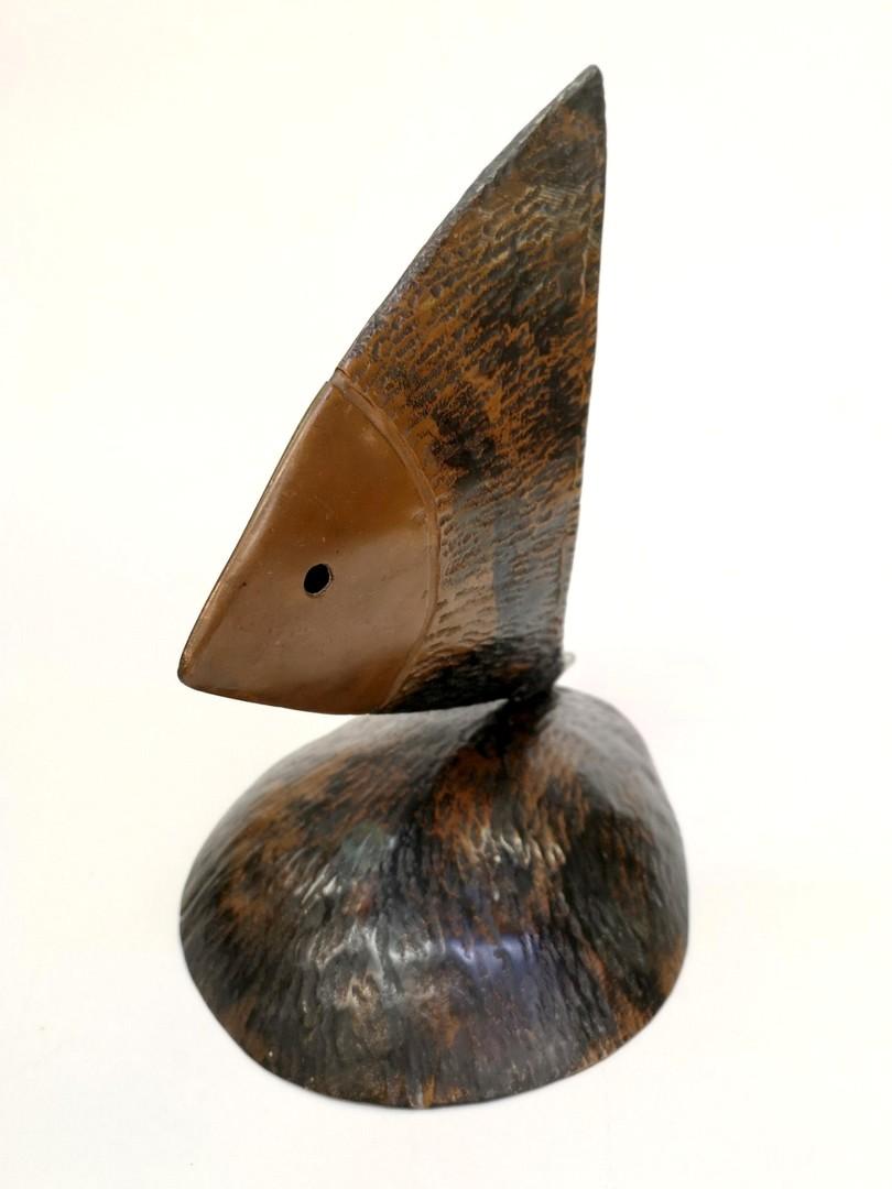 Handmade patinated copper fish sculpture, 1970s.