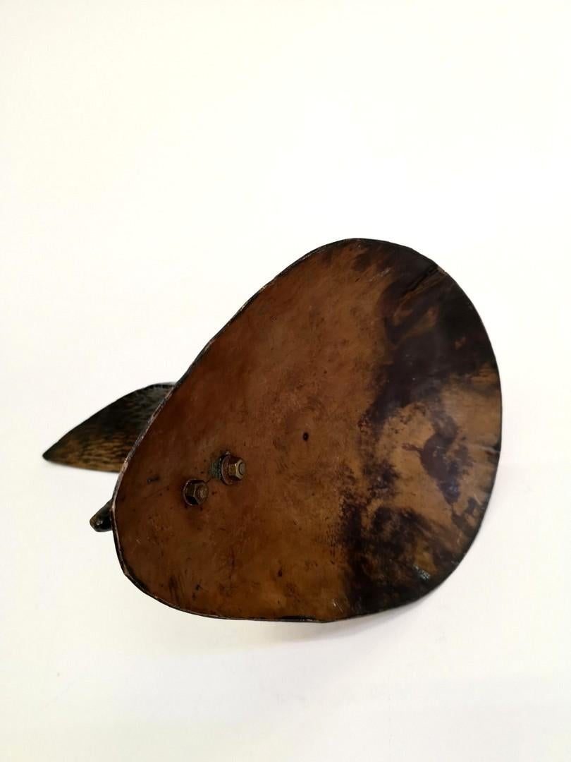 Handmade Patinated Copper Fish Sculpture, 1970s For Sale 1