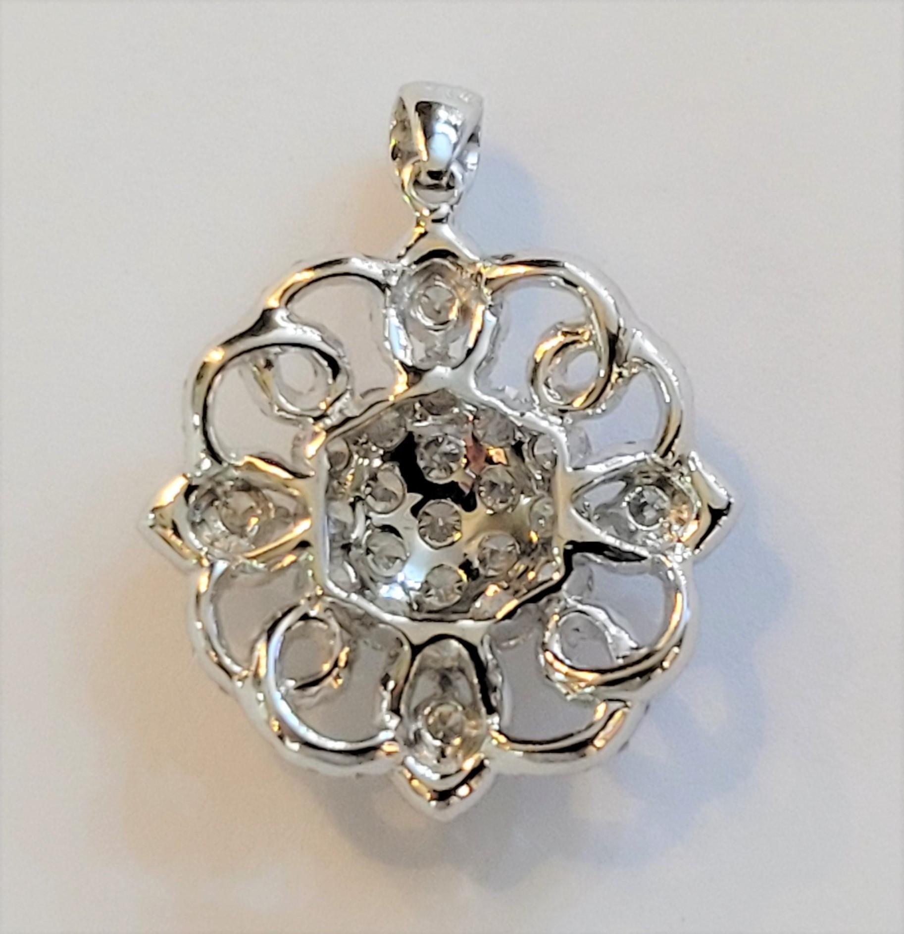 Women's Hand Made Pendant Chain in 14K White Gold with Diamonds For Sale