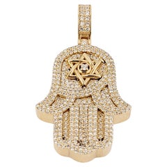 Hand-made pendant  in 14K Yellow Gold with Diamonds 1.90ct
