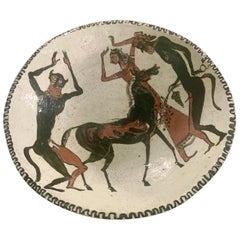 Hand Made Pottery Bowl with Figural Drawing in the Style of Cocteau
