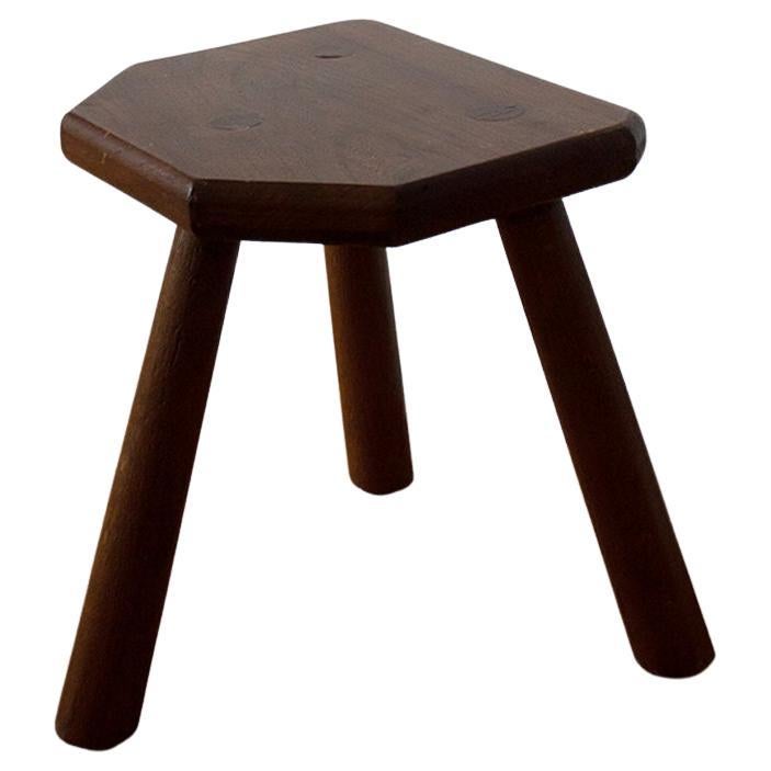 English Primitive or Rustic ThreeLegged Milking Stool of Oak at