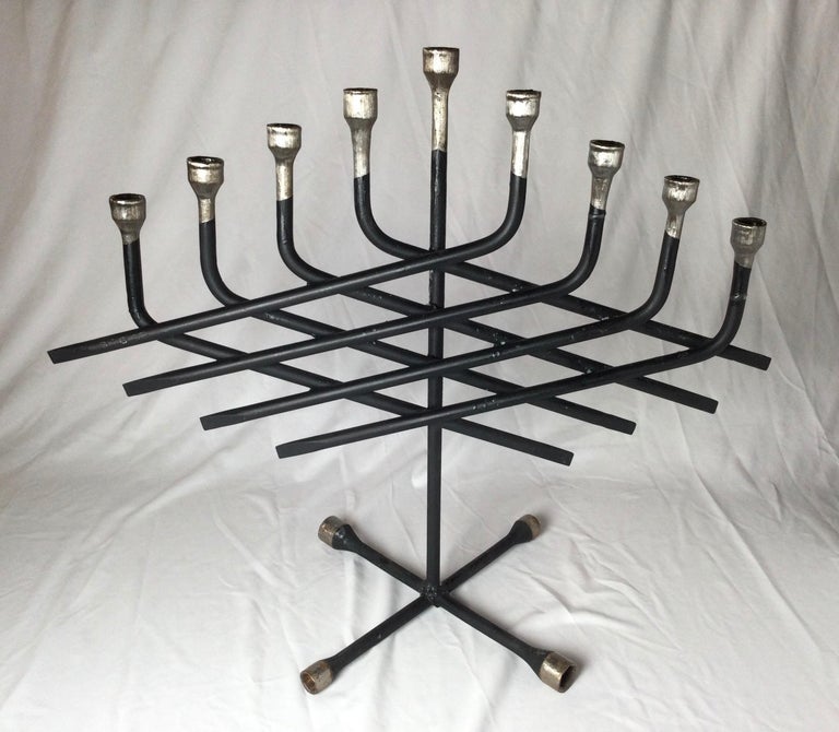 Hand Made RePurposed Folk Art Judaica Menorah For Sale at 1stDibs