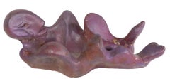Hand Made Reclining Figure Clay Sculpture by Noted Artist Louis Stettner