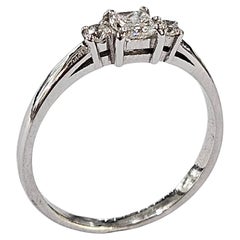 Hand Made Ring Natural Diamond Princess cut  0.20 Ct .White Gold 18 Karat