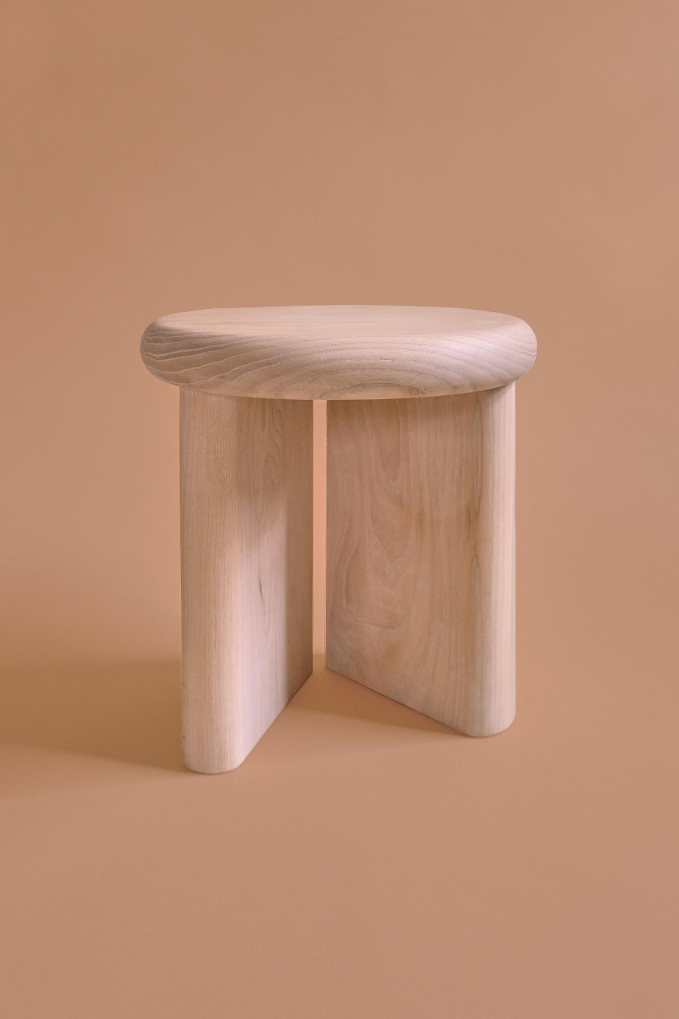 American Hand Made Round Solid Wood Stool  For Sale