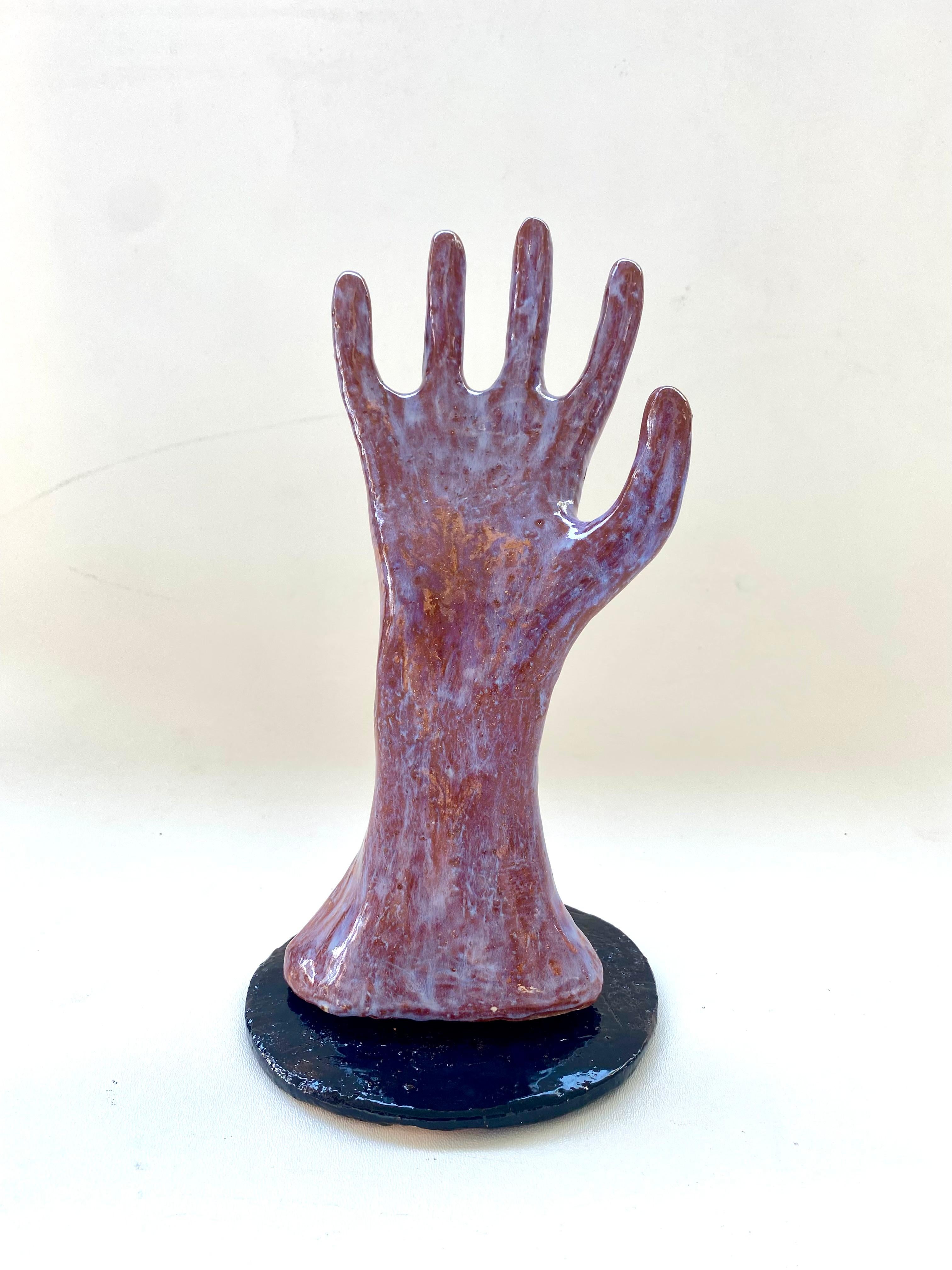 Modern Hand Made Sculptural Glazed Ceramic Hand Jewelry Display Functional Art For Sale