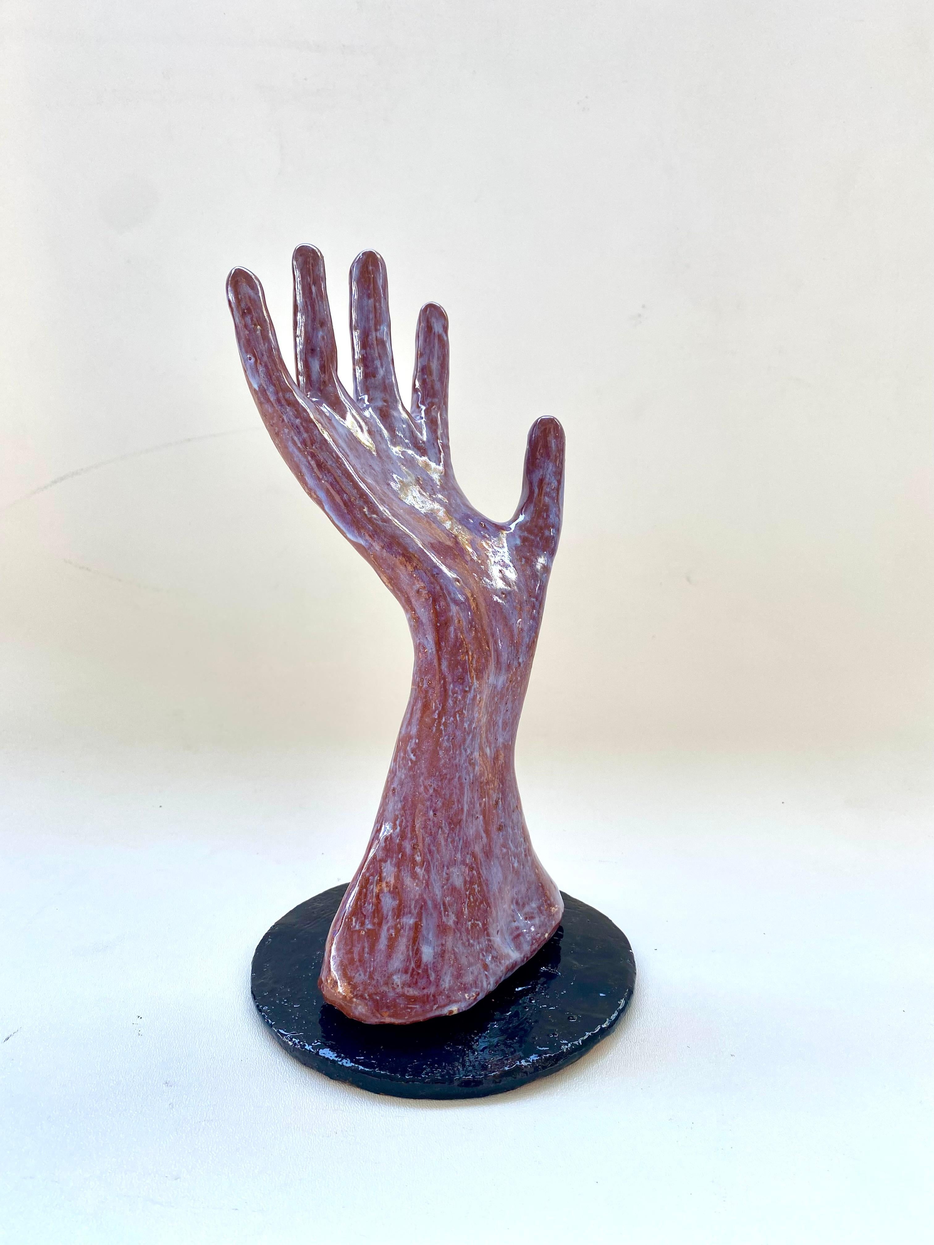 Hand Made Sculptural Glazed Ceramic Hand Jewelry Display Functional Art In New Condition For Sale In Miami, FL