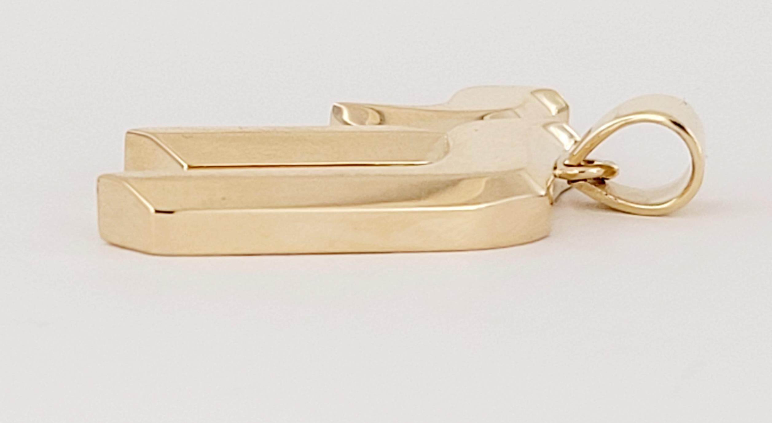Hand Made Shadow HI Anhänger in 14K Gelbgold 1