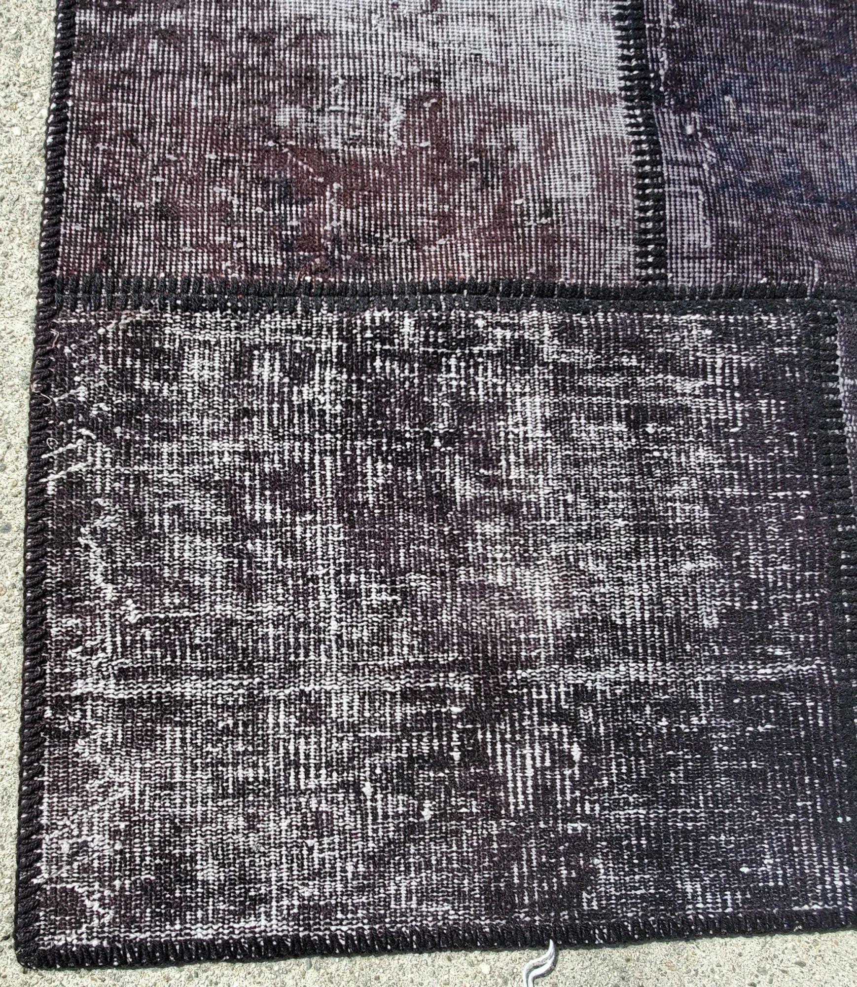 Turkish Hand Made Shaved and Wool Rug, Black For Sale