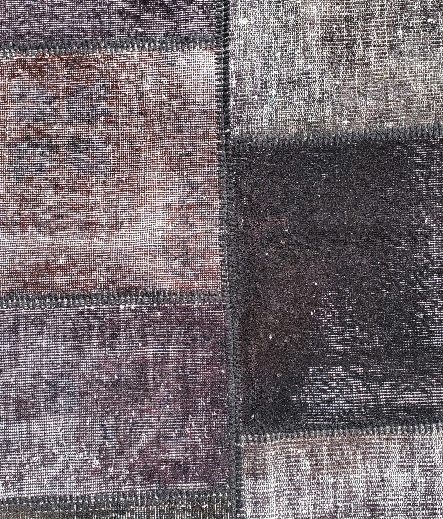 Handgefertigter Teppich aus Rasierschaum und Wolle - Schwarz im Angebot 2